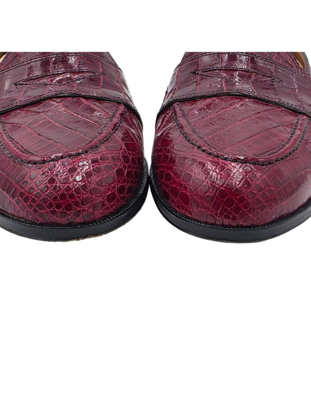 Vintage Crocodile Burgundy David Eden Exotic Italy Loafers Mens 11 Dress Shoes - Picture 11 of 15